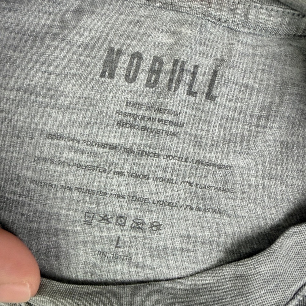 NOBULL Mens Heather Grey Logo Graphic Training T-Shirt Size Large L Activewear - Picture 3 of 6